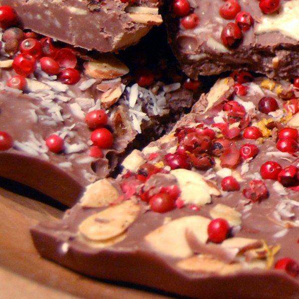 HimalaSalt & Pink Peppercorn Chocolate Bark